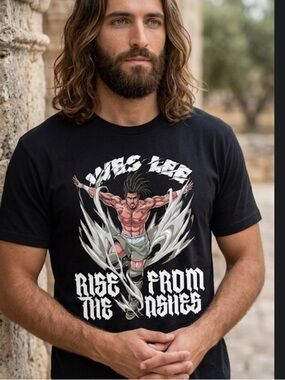 Wes Lee WWE Black Graphic Tee with White and Gray